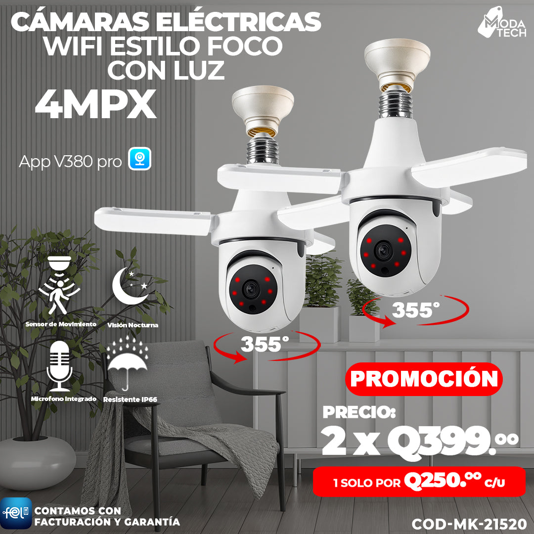 Cámaras Electricas Wifi Estilo Foco Con Luz ✨✨