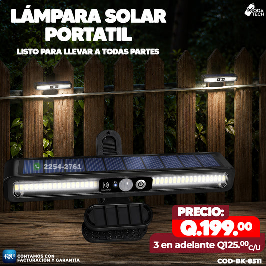 Lámpara Solar Portátil LED con Sensor de Movimiento | Recargable por Energía Solar ☀️🔋