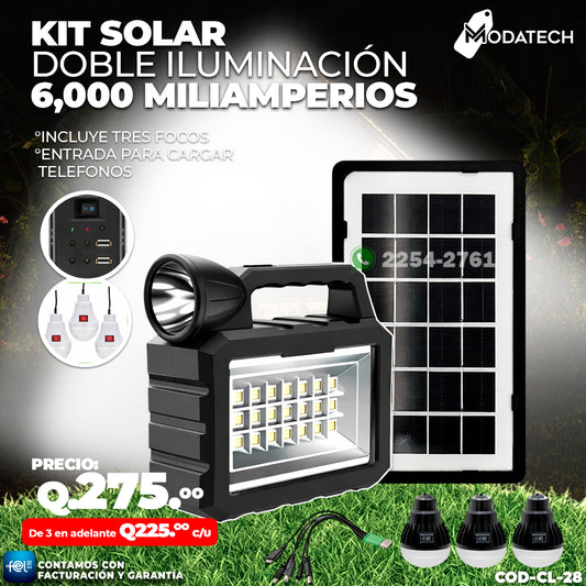 Kit Solar de Doble Iluminación de 6,000 mah 🔋☀️