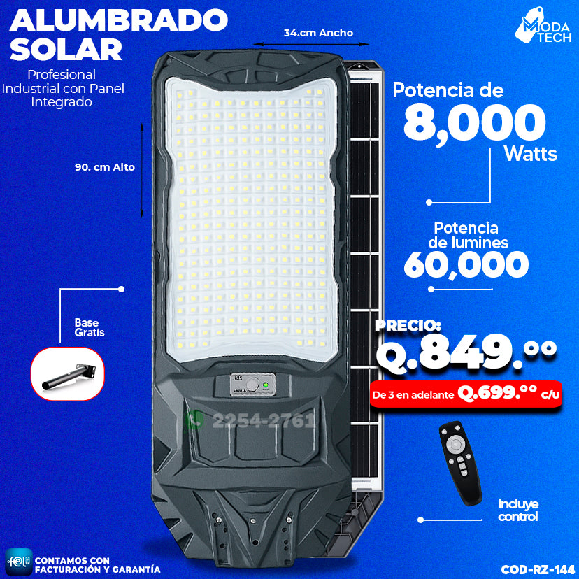 Alumbrado Solar Industrial Antibandalico - 8,000 WATTS 🌞💡