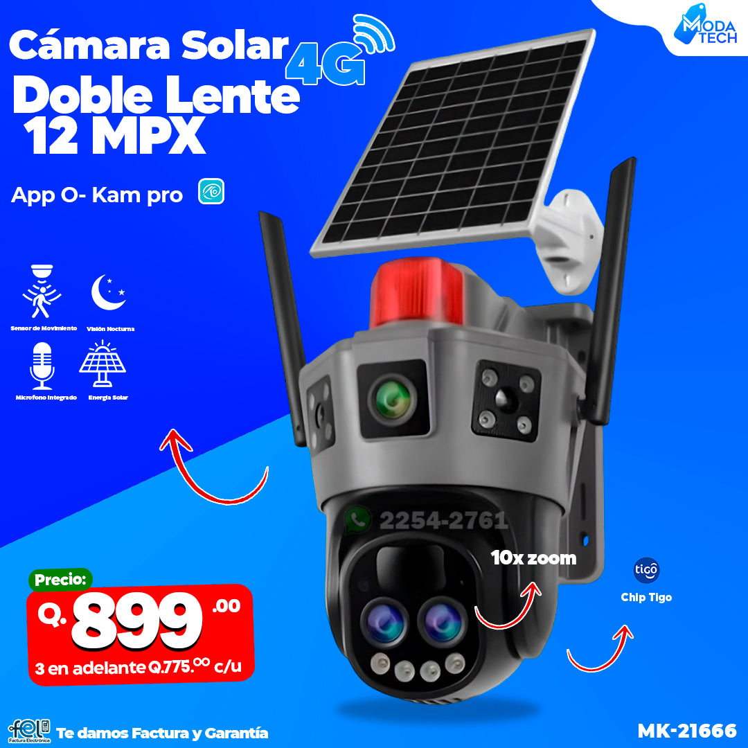 Cámara Solar 4G Doble Lente 12MPX!!