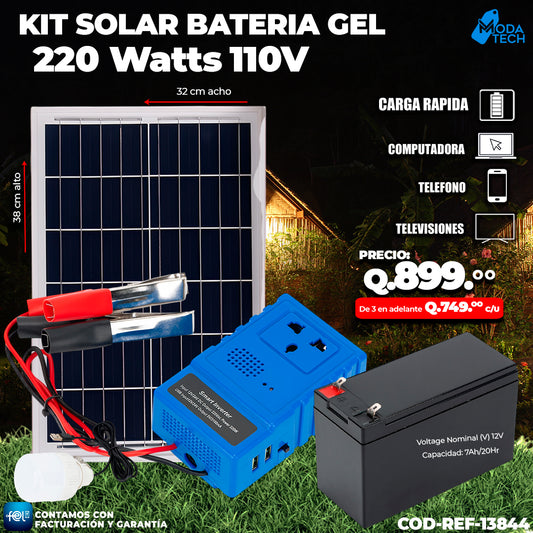 Kit Solar con Bateria de Gel 220 Watts ⏳