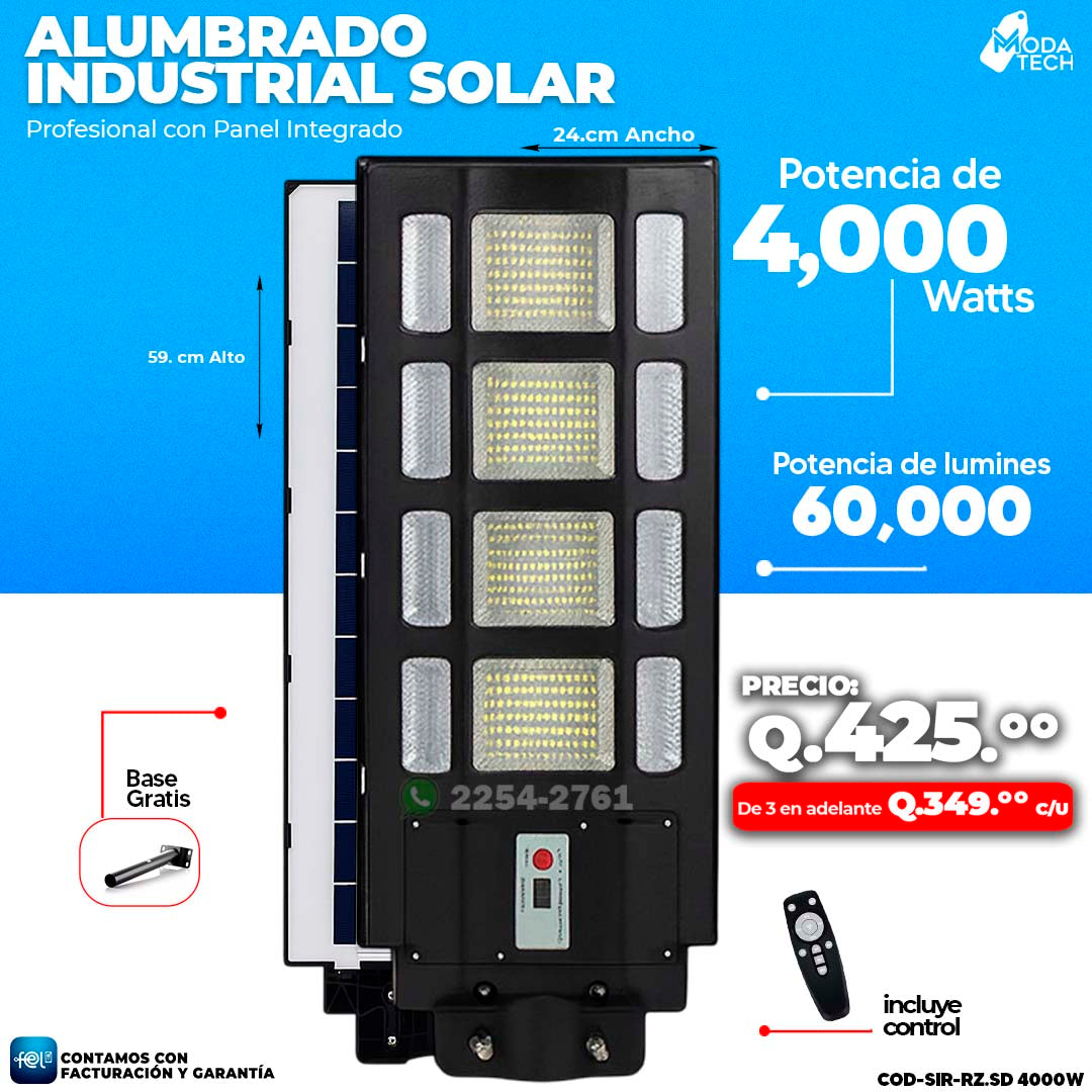 🔆 Alumbrado Solar con Panel Integrado de 4,000 Wattts 🔆