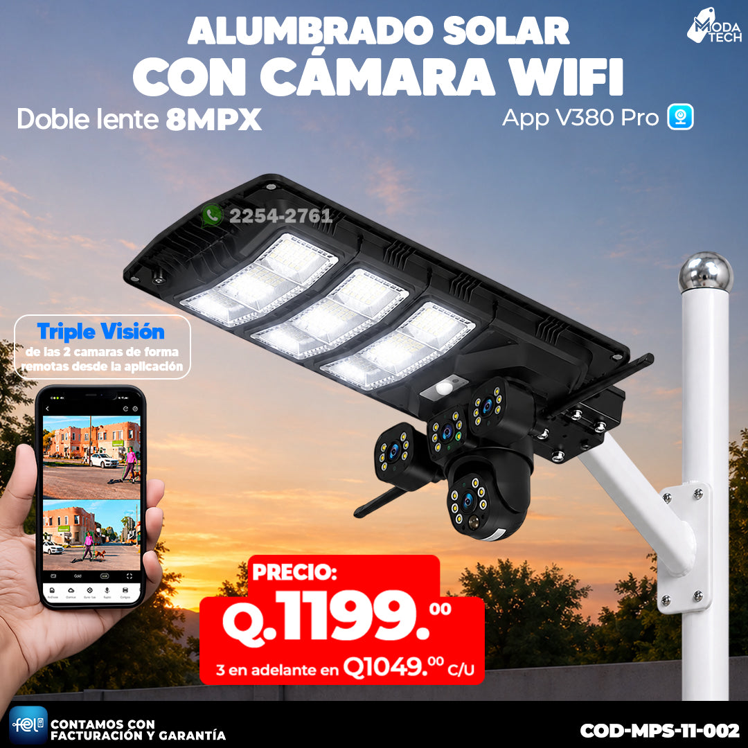 🌞 Alumbrado Solar con Cámara de 8MPX 📹