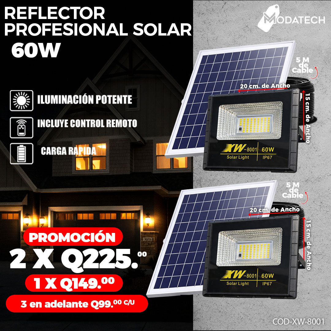 Reflectores Solares con Panel 60 Watts 🌞