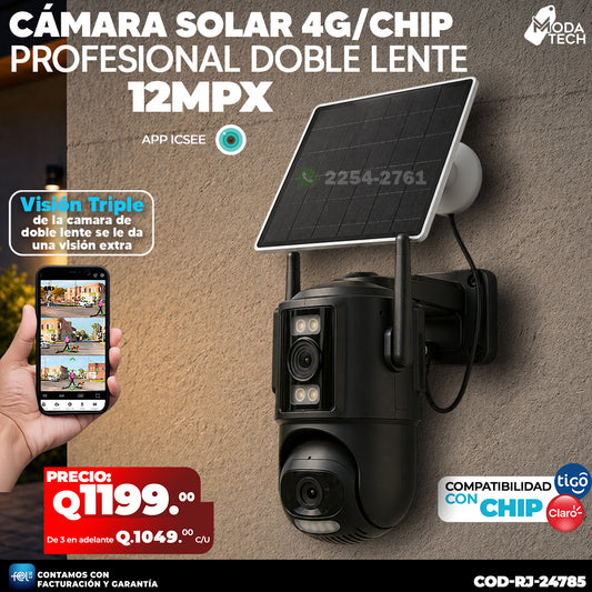 Cámara Profesional Solar 4G 12 Megapixeles 🌧️☀️