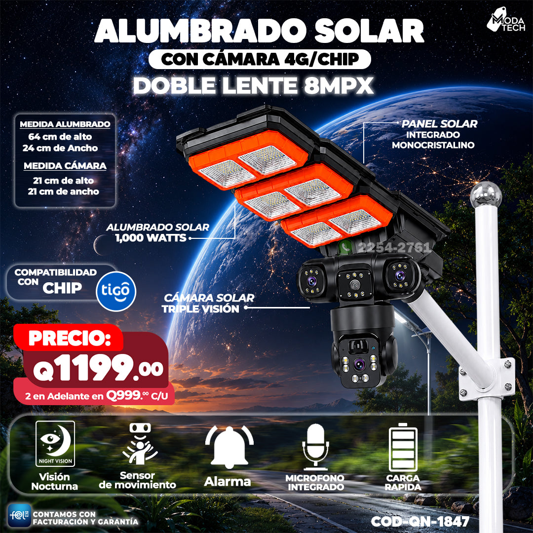 Alumbrado Solar con Cámara Doble Lente 8MPX 📸💡