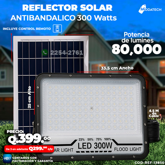 Reflector Industrial Solar Antibandálico de 300 Watts 🏗️⏳