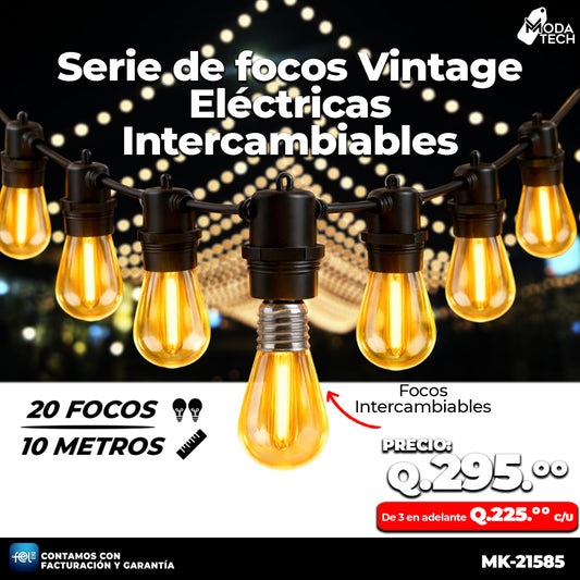 🌃🌿 LUZ VINTAGE DE 20 FOCOS | 10 METROS