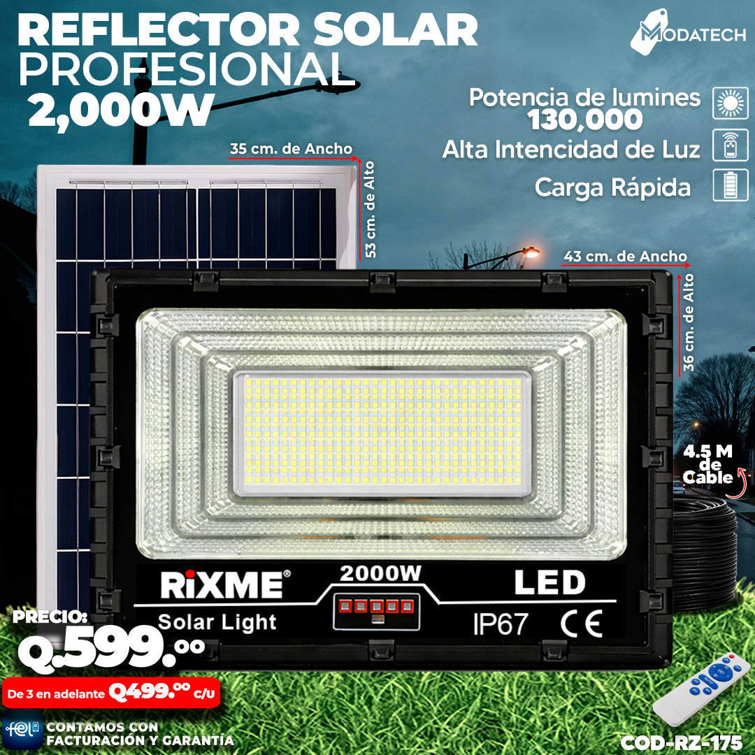 Reflector Solar 2,000 watts 🔋