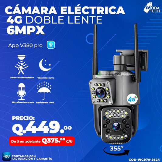 Cámara Electrica Doble Lente Chip 4G 🔥