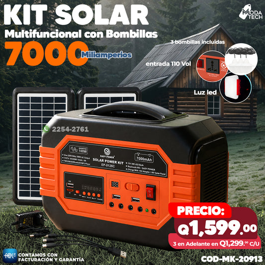 Kit Solar de 7000 Mah Multifuncional con bombillas 💡