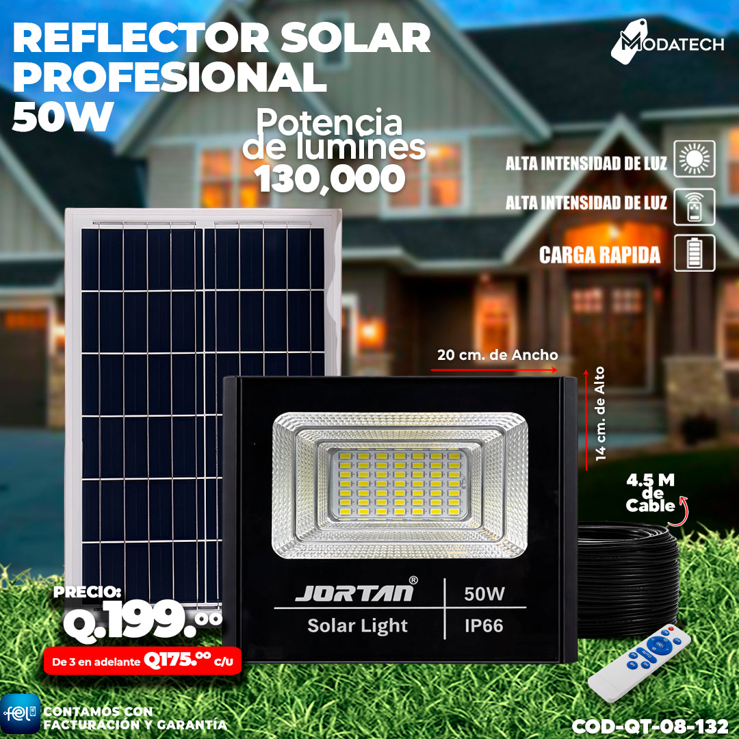 💡 Reflector Solar Profesional Jortan e 50 Watts ☀️
