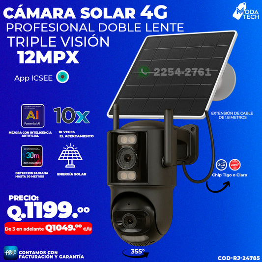 Cámara Profesional Solar 4G 12 Megapixeles 🌧️☀️