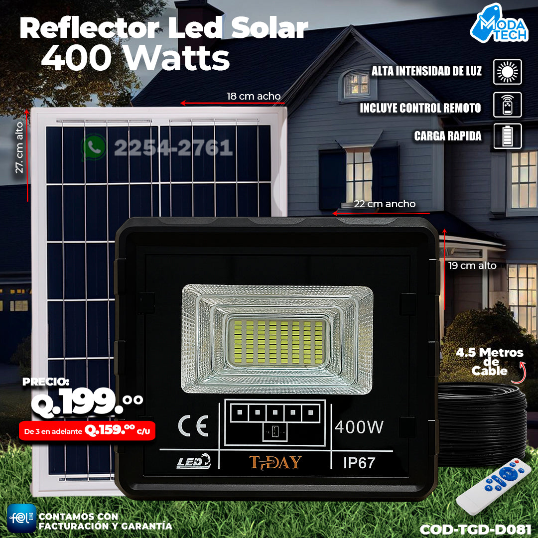 Reflector Profecional de Vidrio 400 watts 🌙