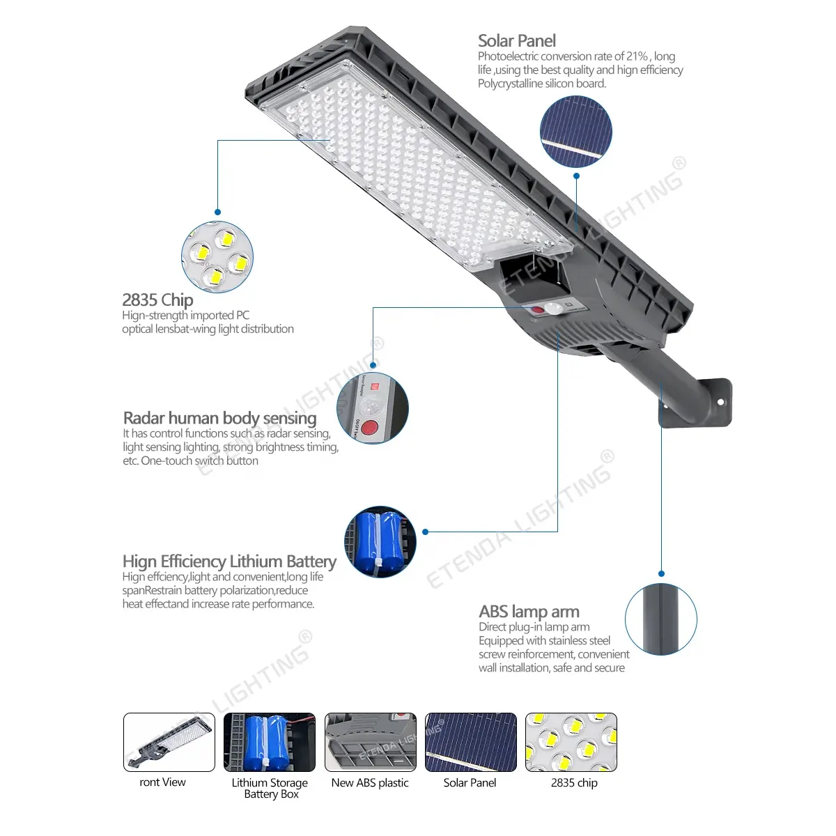 Alumbrado led con panel solar - 600 watts