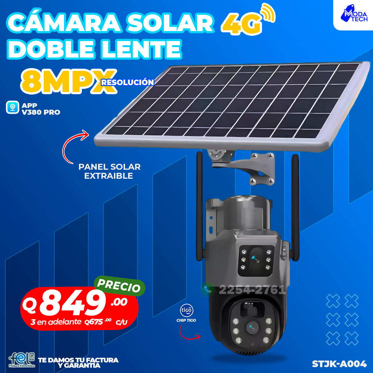 📹☀️ Cámara Solar 4G Doble Lente – 8MPX (Alta definición)