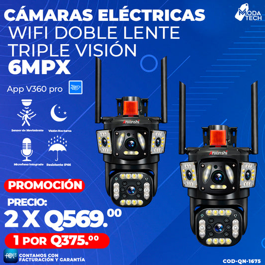 Cámaras Electricas Wifi Doble Lente Triple Visión 6MPX 🎥