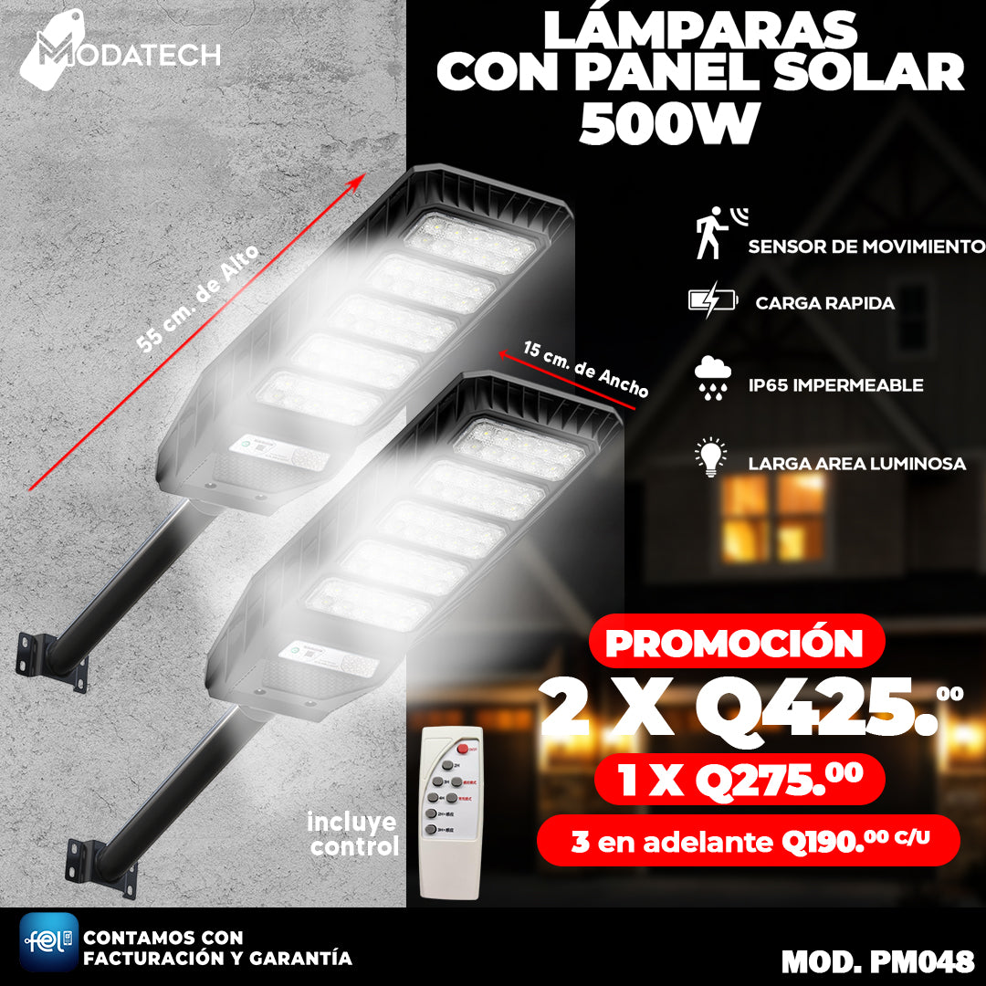 Lampara con Panel Solar de 500 Watts 🔋