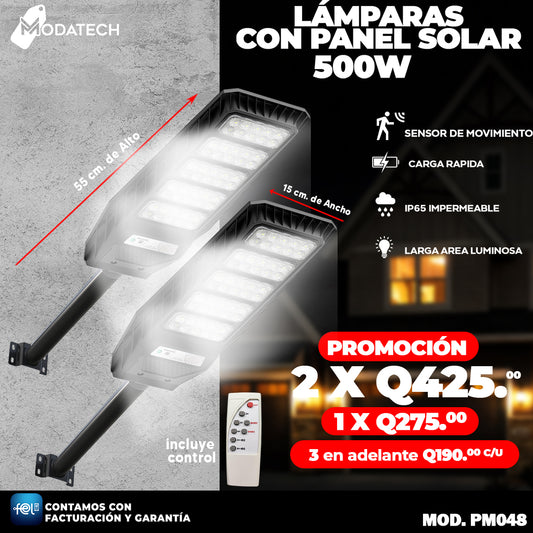 Lampara con Panel Solar de 500 Watts 🔋