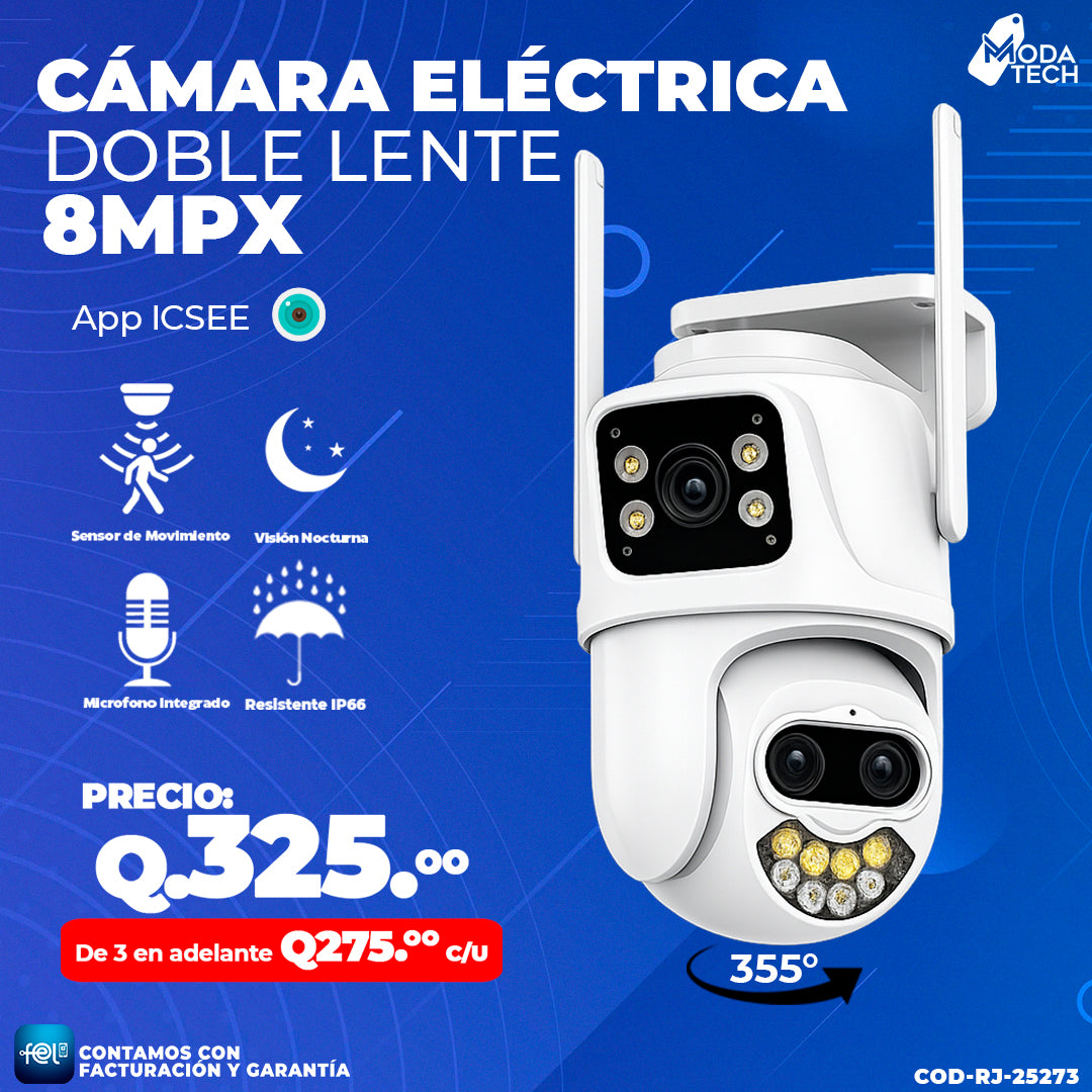Cámara Wifi Doble lente de 8MPX ☂️