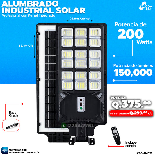 Alumbrado Solar Industrial de 200 Watts ☀️☀️