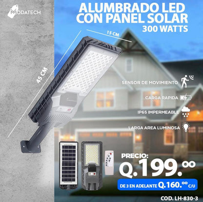 Alumbrado led con panel solar - 300 watts