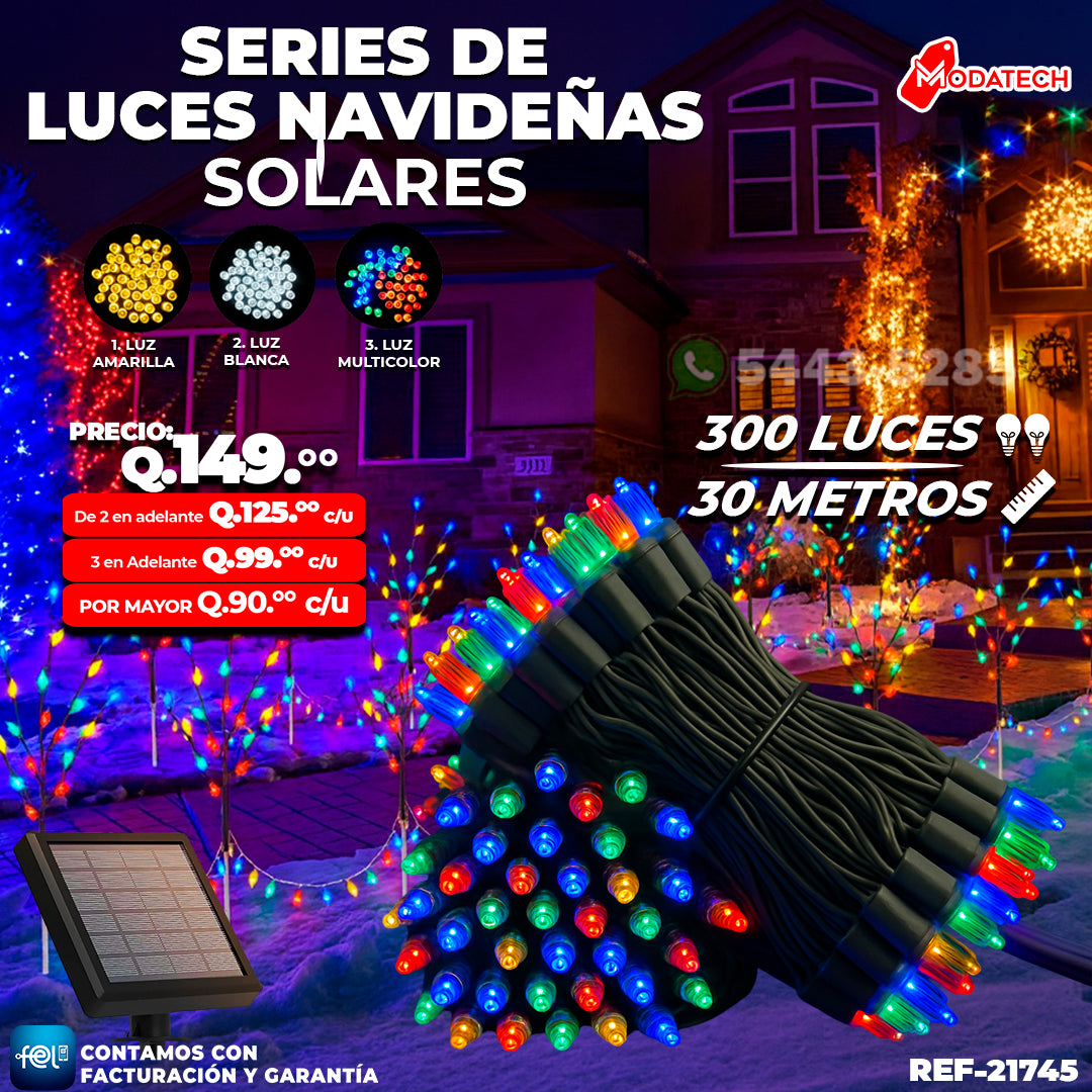 Luz Navideña color Multicolor de 300 Luces/ 30 Metros 🎇✨