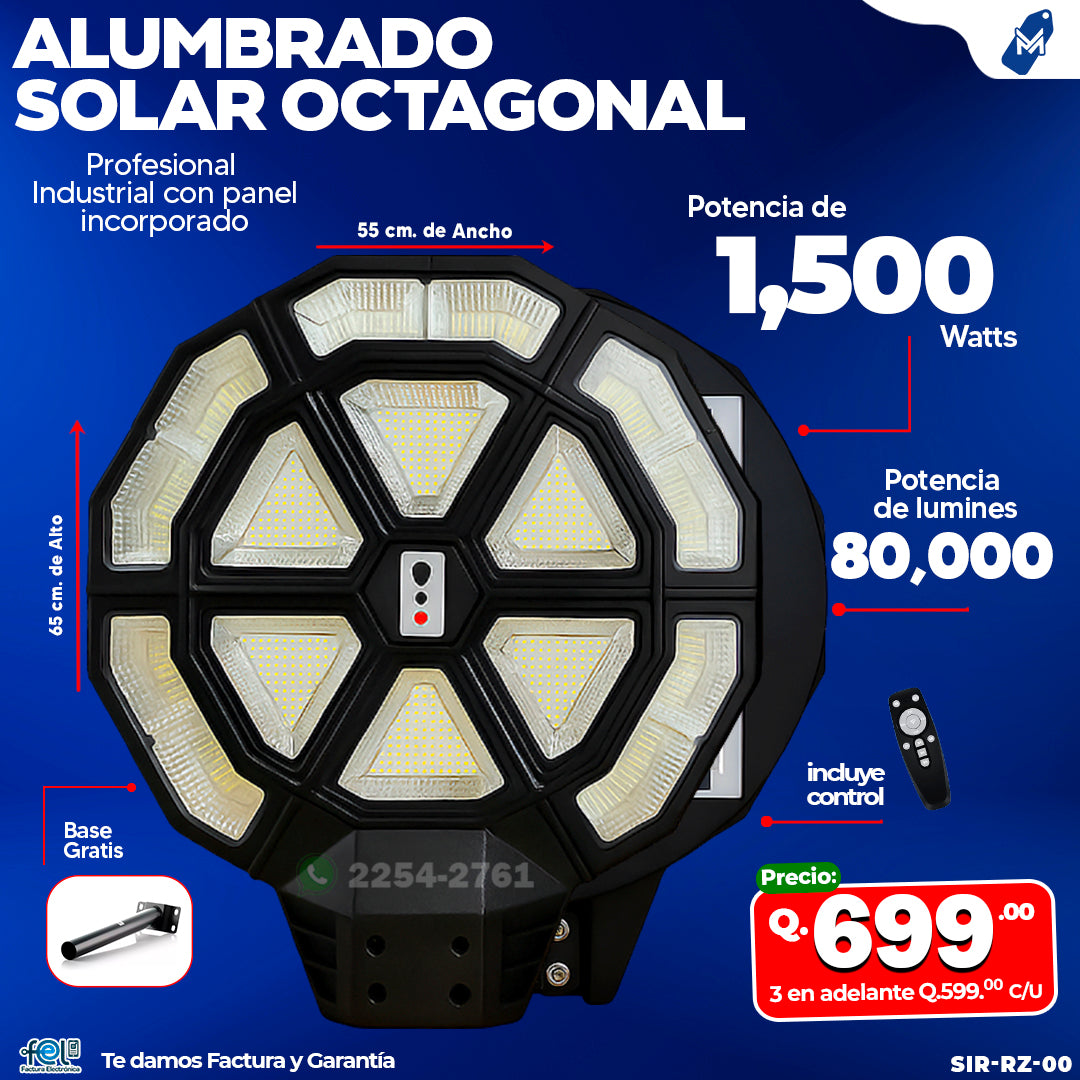 Alumbrado Solar Octagonal de 1,500W – Modatechgt.shop