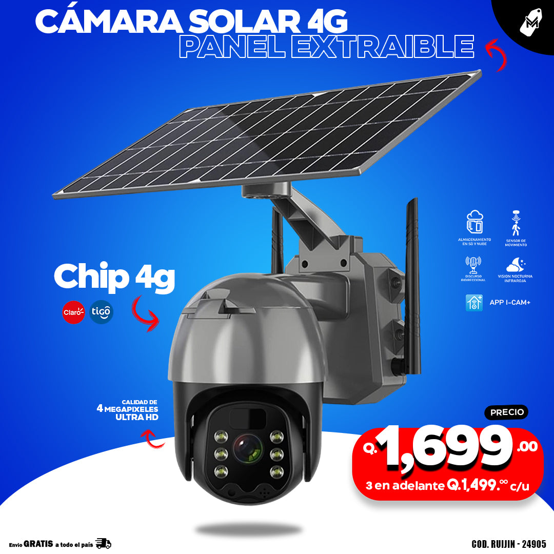 Cámara Solar con chip 4g de 4 megapixeles