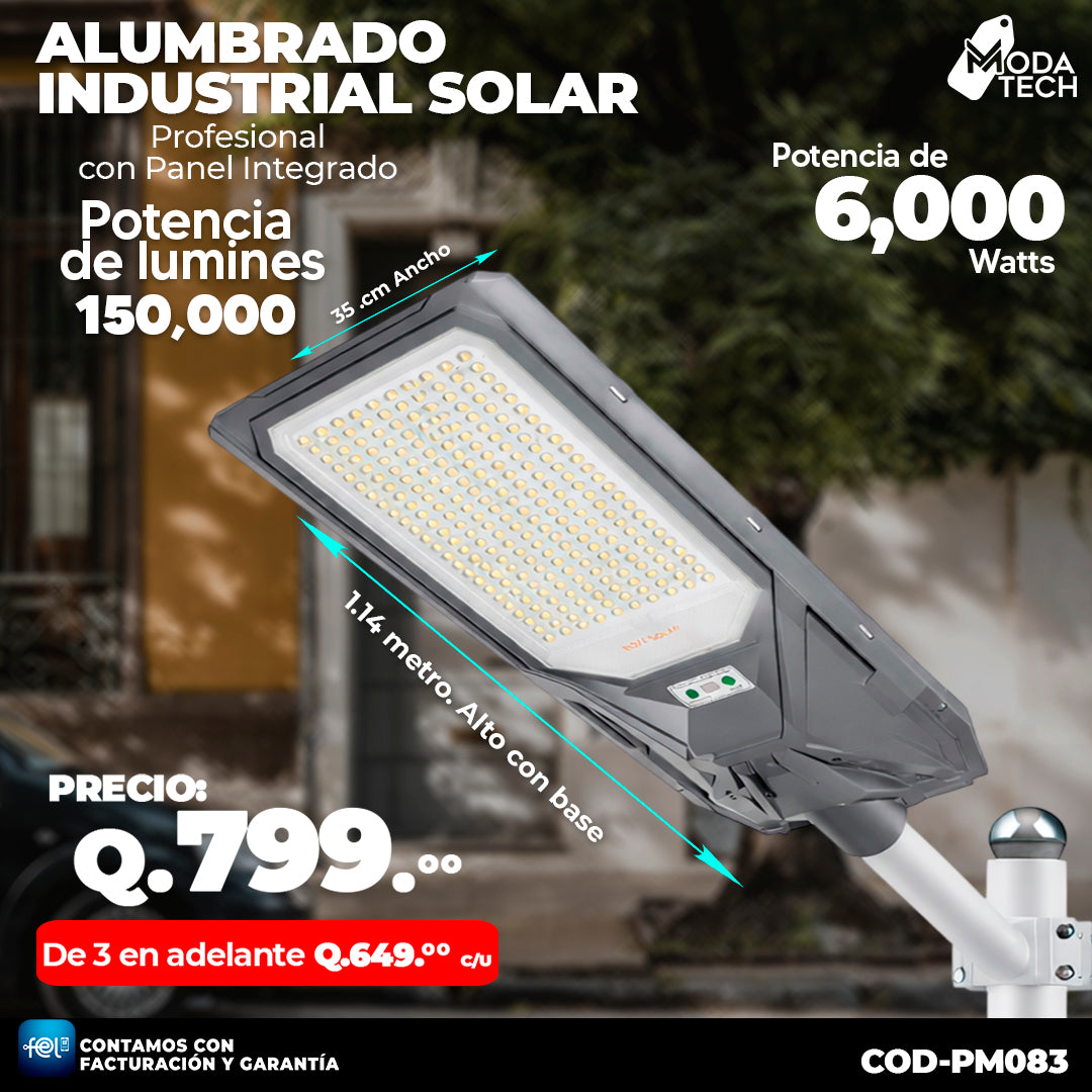 Alumbrado Solar Industrial de 6,000 Watts ☀️☀️
