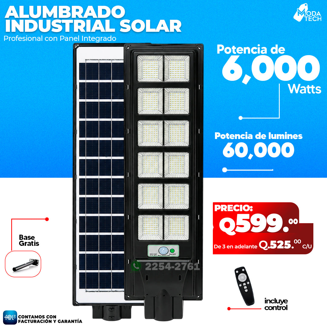 Alumbrado Solar Industrial de 6,000 Watts ☀️
