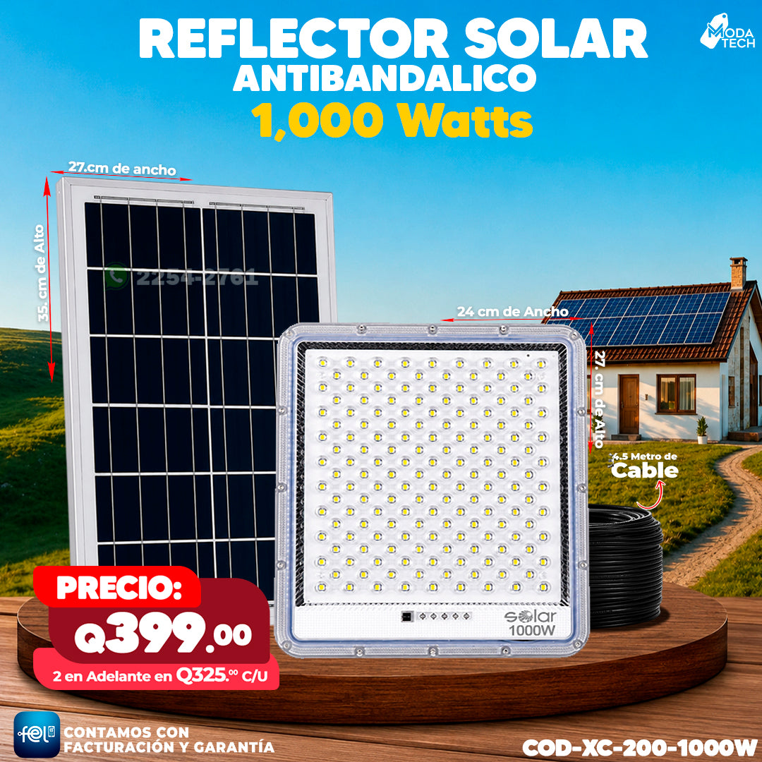 Reflector Solar Antivandálico de 1,000W 🔆🔆