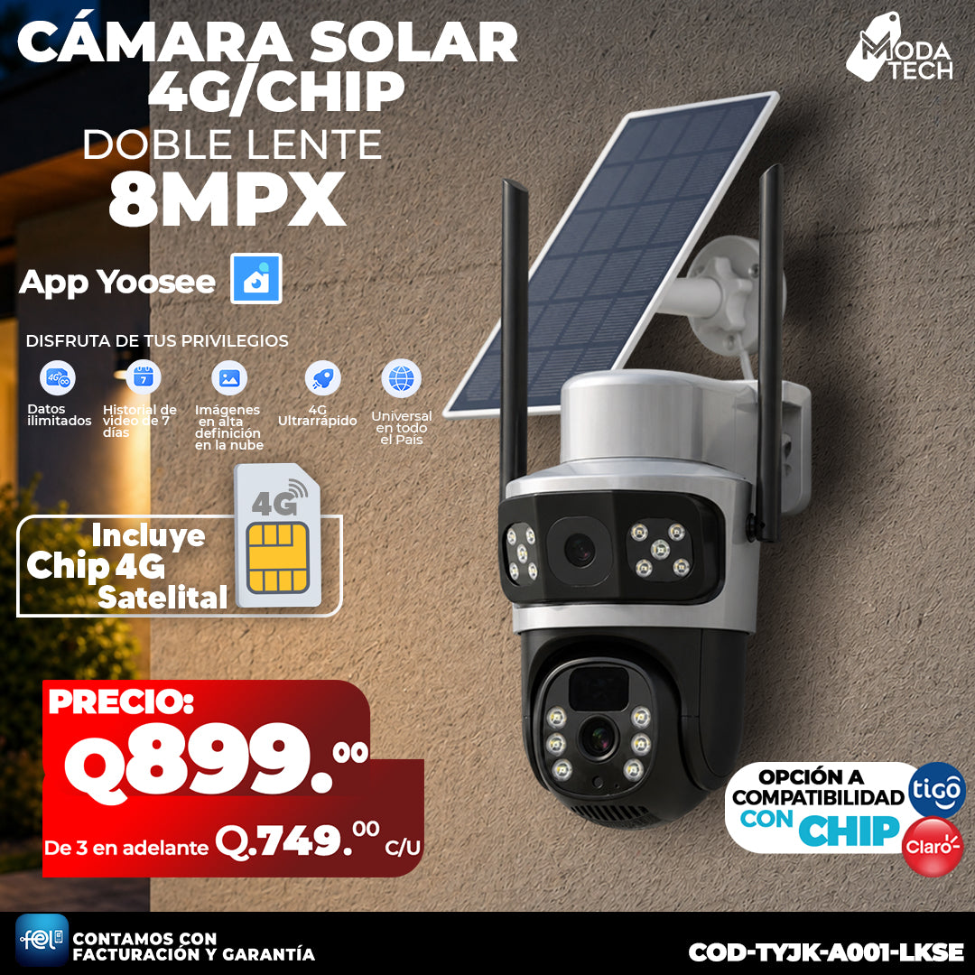 Cámara Solar 4G de 12 MegaPixeles Doble Lente ☀️☀️