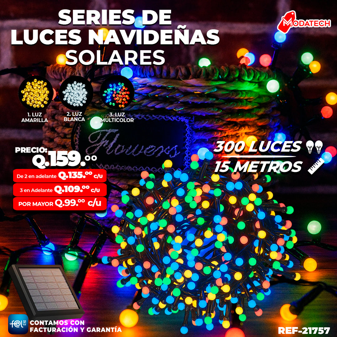 Luz Navideña color Multicolor de 300 Luces/ 15 Metros 🎇✨