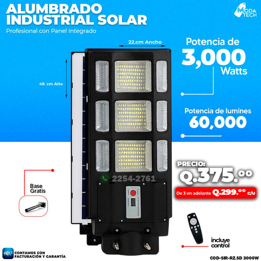 🔆 Alumbrado Solar con Panel Integrado de 3,000 Wattts 🔆