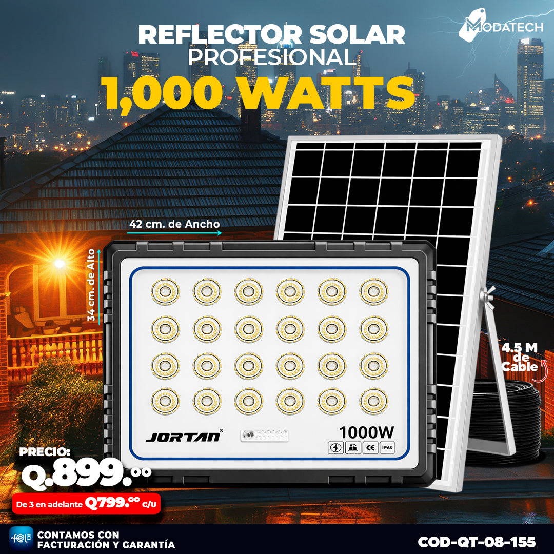Reflector Solar Profesional Jortan de 1,000 Watts ☀️