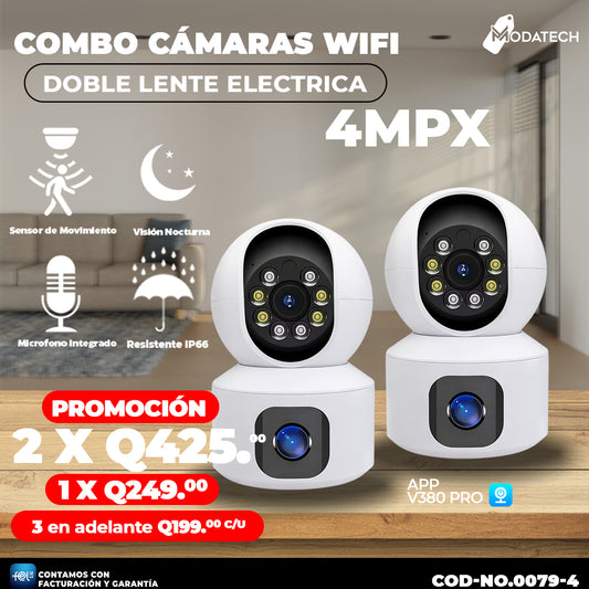 Cámaras Wifi Doble Lente de 4MPX 💡🚨
