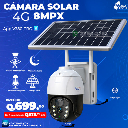 Cámara Solar Con Chip 4G - 8 MPX 📷🔄