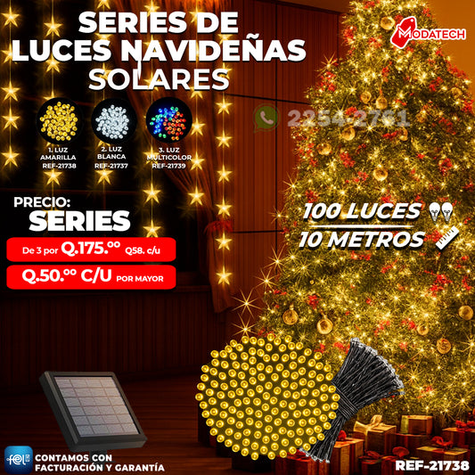 Luz Navideña color Amarillo de 100 Luces/ 10 Metros 🎇✨