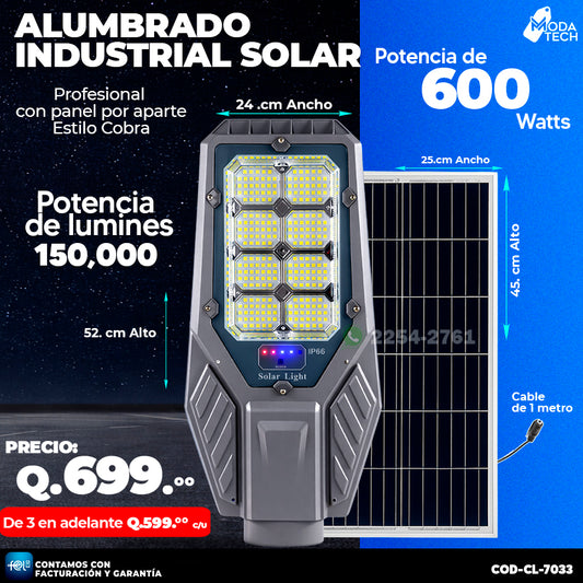💡 Alumbrado Solar Profesional Estilo Cobra 600 Watts 💡