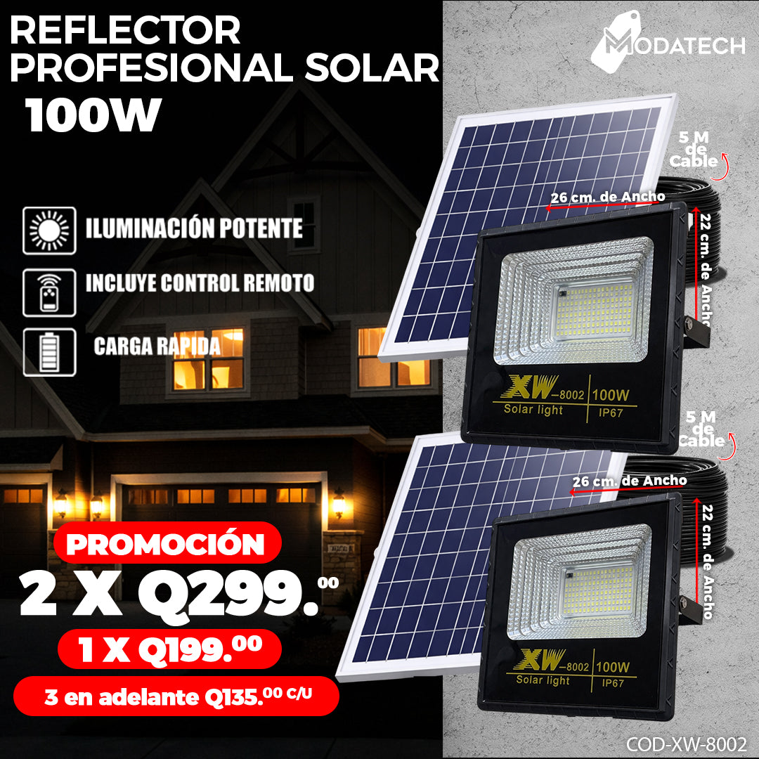 Reflectores Solares con Panel 100 Watts 🌞