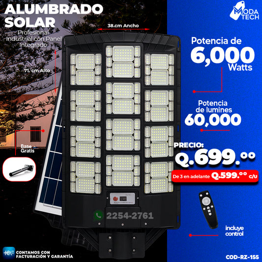 Alumbrado Solar 6,000W – 60,000 lúmenes 🔸