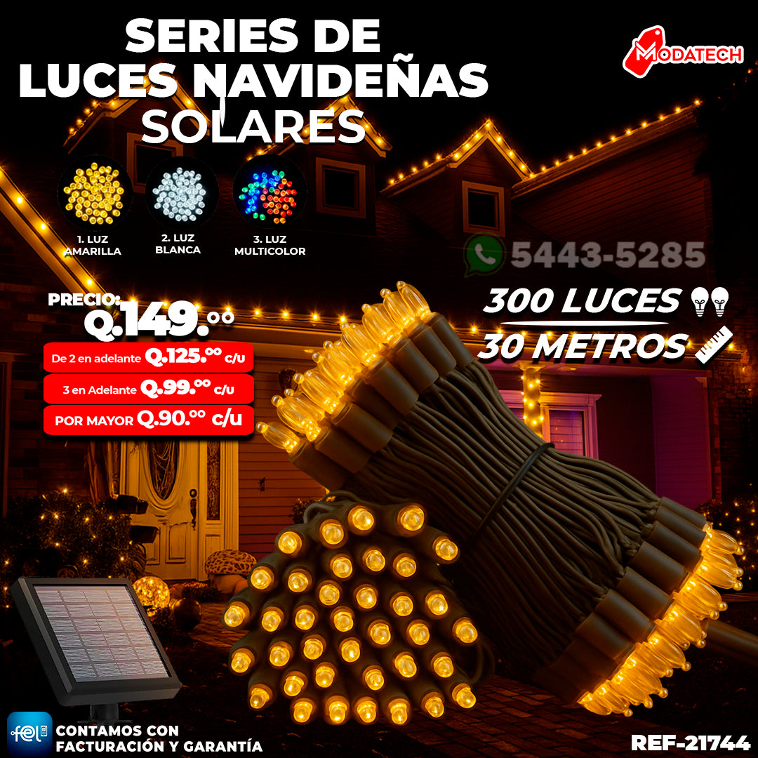 Luz Navideña color Amarillo de 300 Luces/ 30 Metros 🎇✨