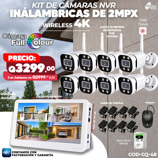 📹📡 Kit NVR Inalámbrico 8 Cámaras 2MPX | Wireless 4K 📺