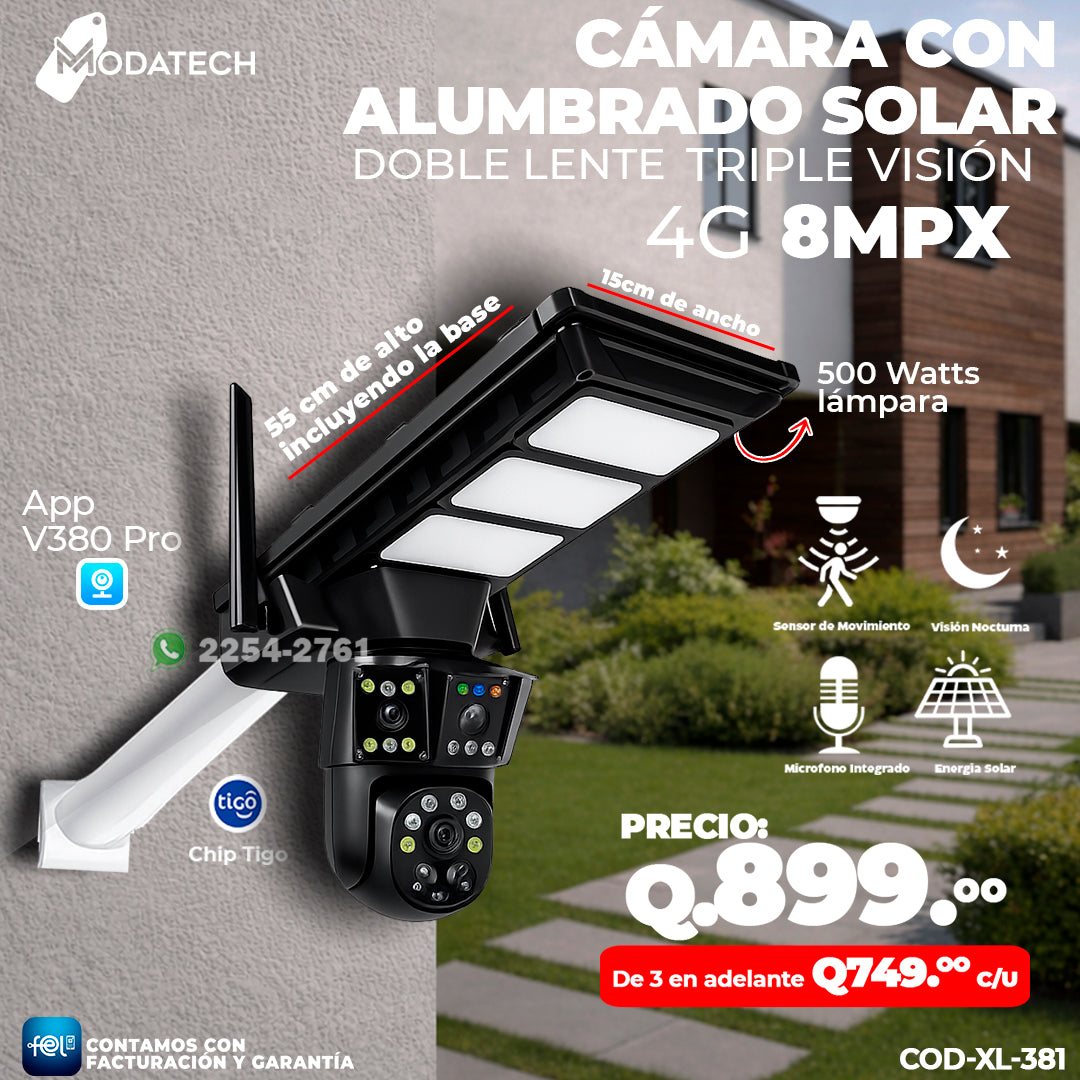 Cámara con Alumbrado Solar Integrado 📸💡
