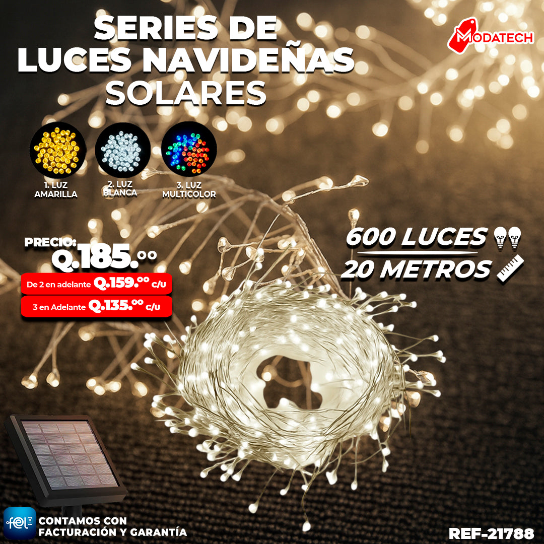 Luz Navideña color Blanco de 600 Luces/ 20 Metros 🎇✨