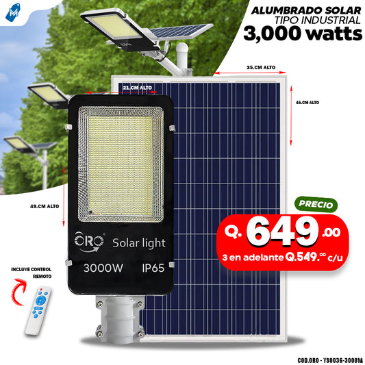 Alumbrado Solar Tipo Industrial 3000 watts