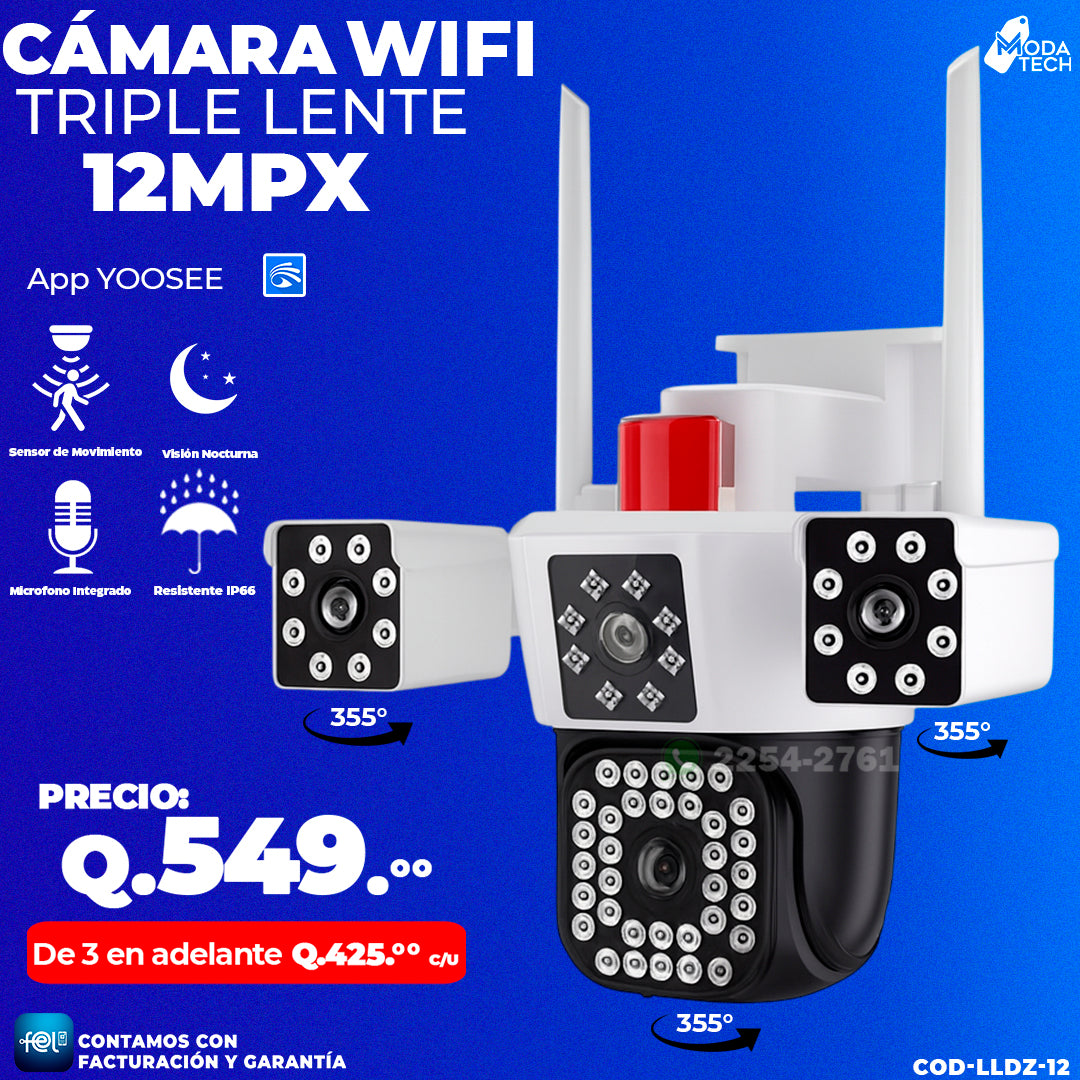Cámara Wifi Triple Lente 12MPX 📷