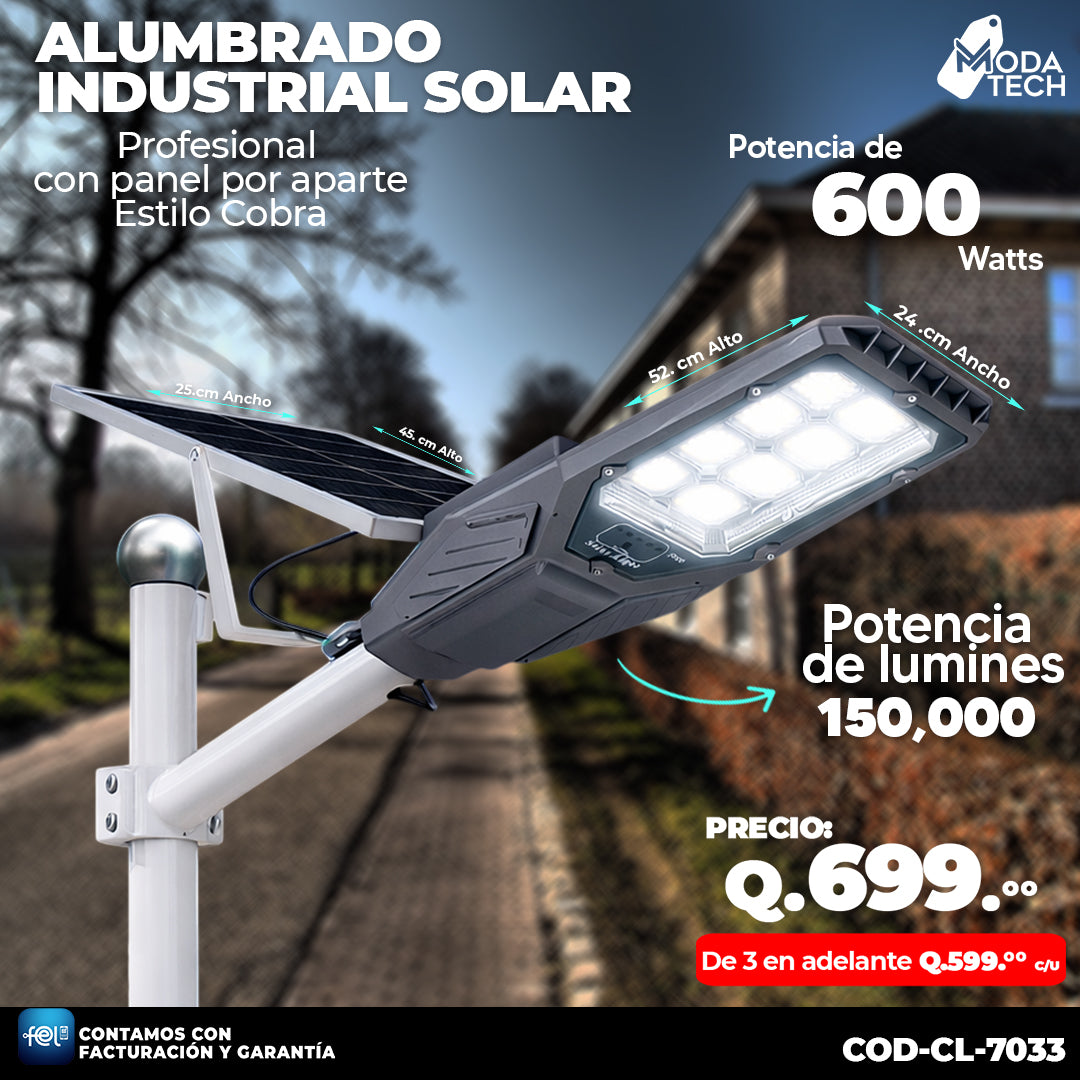 💡 Alumbrado Solar Profesional Estilo Cobra 600 Watts 💡
